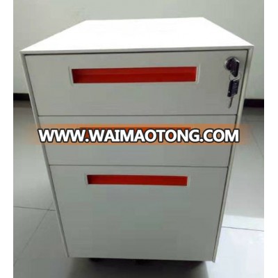 Three drawer metal mobile pedestal office storage cabinet