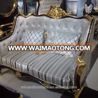 new classic designs royal wooden Carved black color fabric sofa set for living room furniture