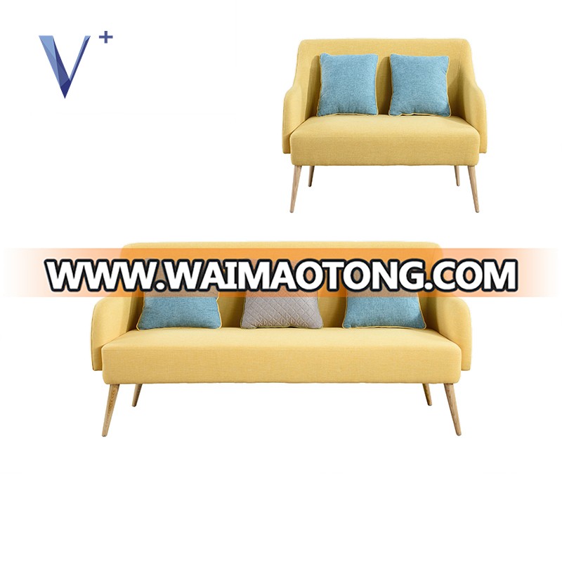 Luxury Tianjin furniture simple fabric wooden frame and legs arms corner sofa set